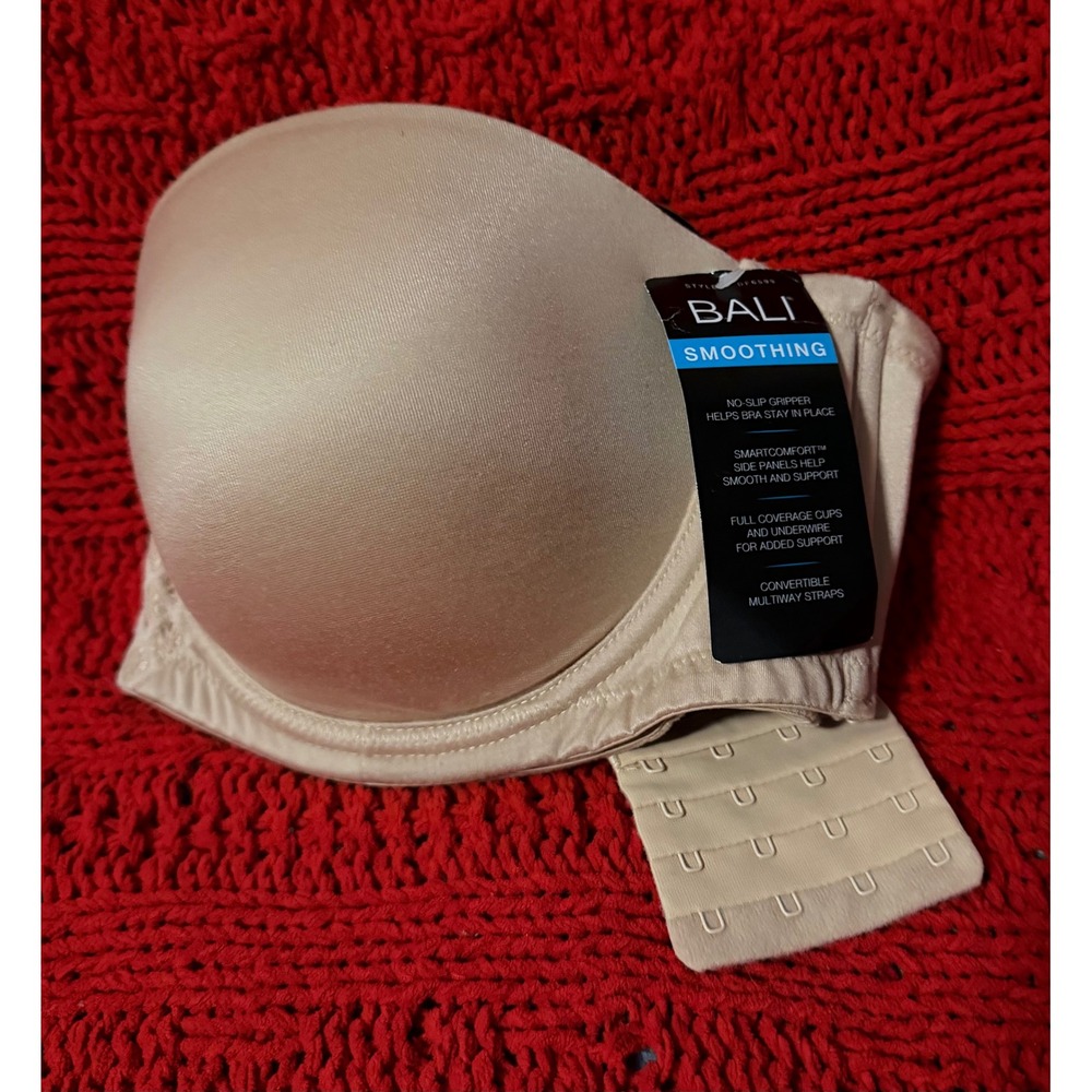 Bali Smoothing Strapless Bra 38C Beige Convertible Multiway Underwire DF6599 NWT